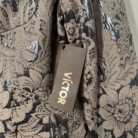 NWT - Victor Alfaro Floral Fantasy Metallic Jacquard Blazer – Graphite, Size 10 - Picture 11 of 13
